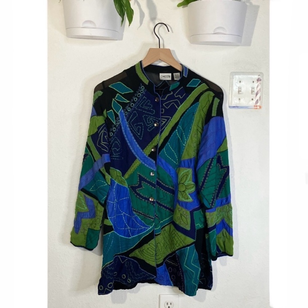 Chico's Appliqué Patchwork Tunic Top